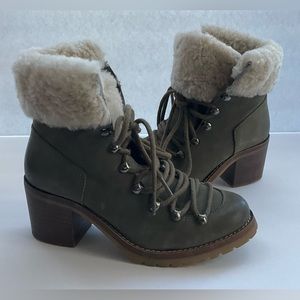 Steven by Steve Madden Huck Shearling Olive Green Boots